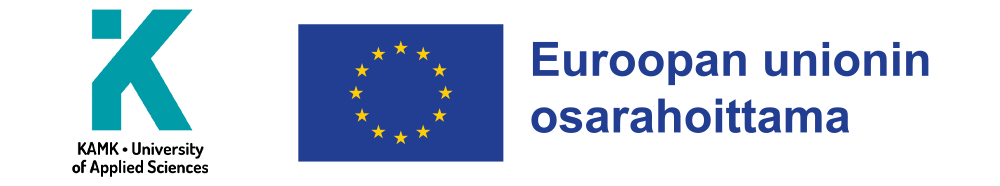 Logopalkki, jossa Kajaanin Ammattikorkeakoulun logo sekä Euroopan unionin osarahoittama -logo