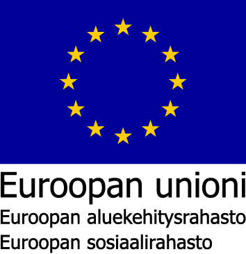 SIninen EU-lippu, jonka alla lukee Euroopan Unioni. Euroopan aluekehitysrahasto.