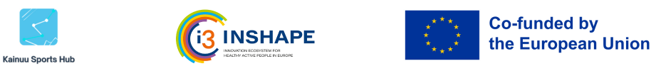 Logos: Kainuu Sports Hub, INSHAPE Innovation ecoSystem for Healthy Active People in Europe, EU flag and text Co-funded by the European Union.