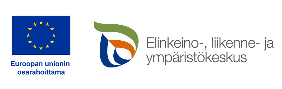 Euroopan unionin osarahoittama sekä Elinkeino- liikenne- ja ympäristökeskuksen logot