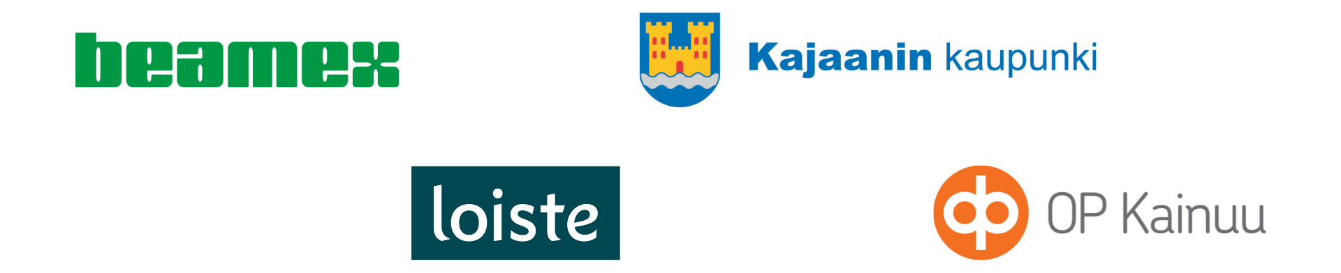 Logot: Beamex, Kajaanin kaupunki, OP Kainuu, Loiste.